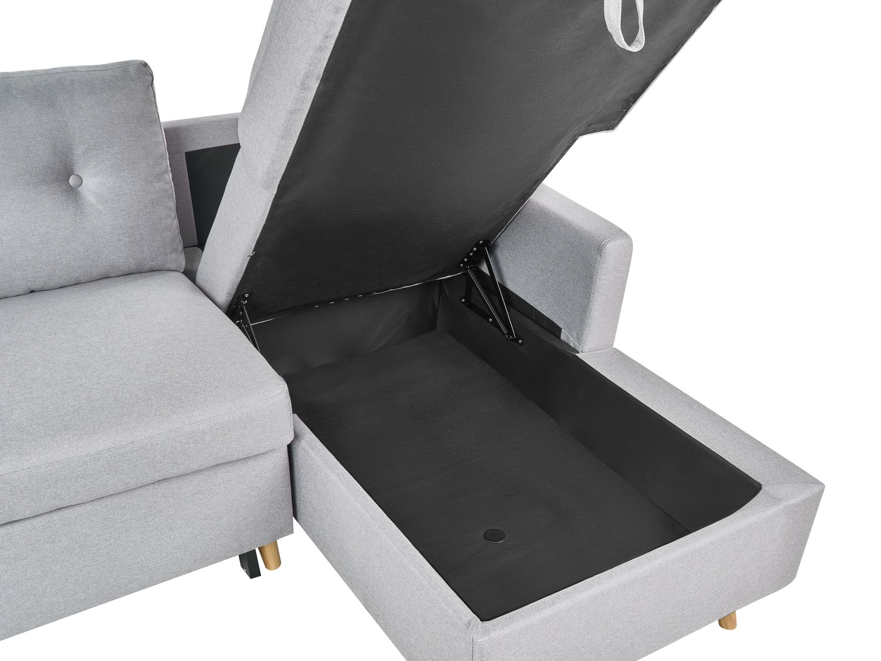 Corner Sofa Bed FLAKK Fabric Light Grey with Storage 4 Seater Right Hand