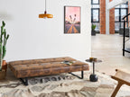 Sofa Bed DERBY Faux Leather Golden Brown 3 Seater