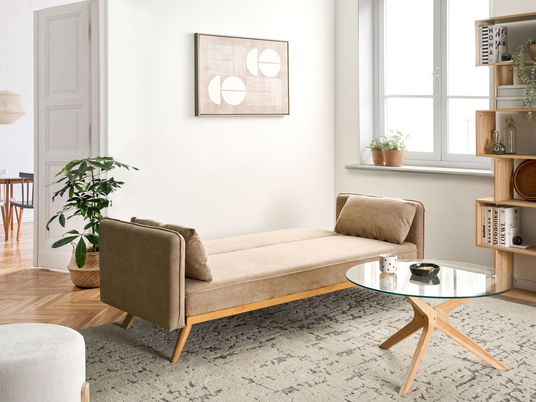 Sofa Bed ASAA Fabric Light Brown