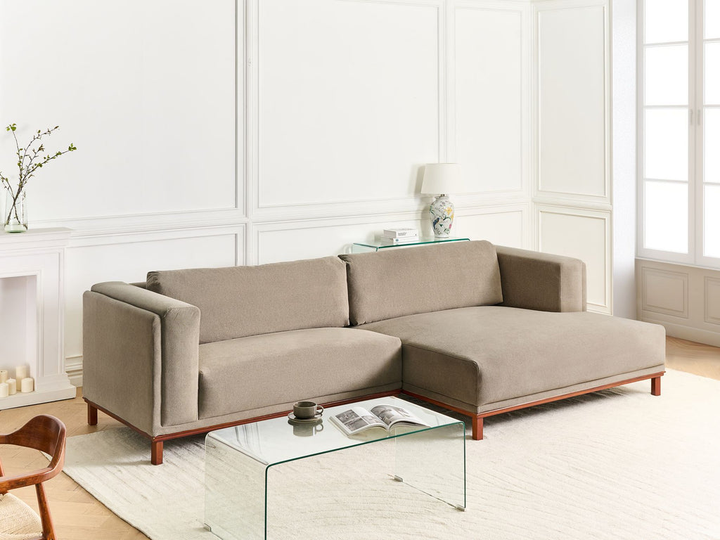 Corner Sofa VENG Fabric Taupe 4 Seater