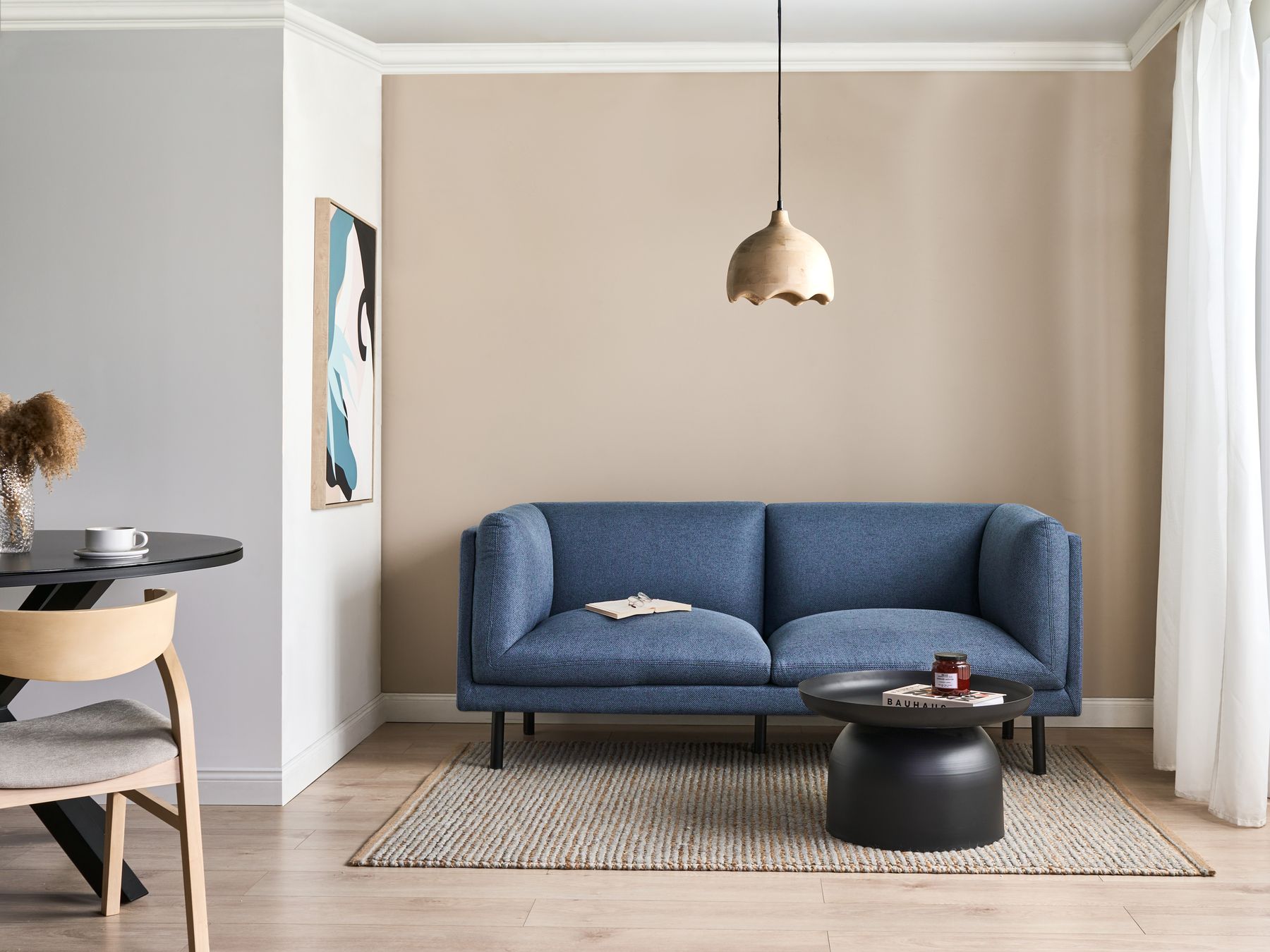 Sofa VORGOD Fabric Dark Blue 2 Seater