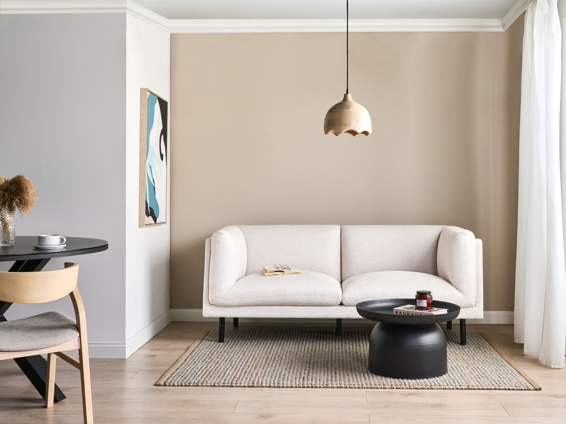 Sofa VORGOD Fabric Light Beige 2 Seater