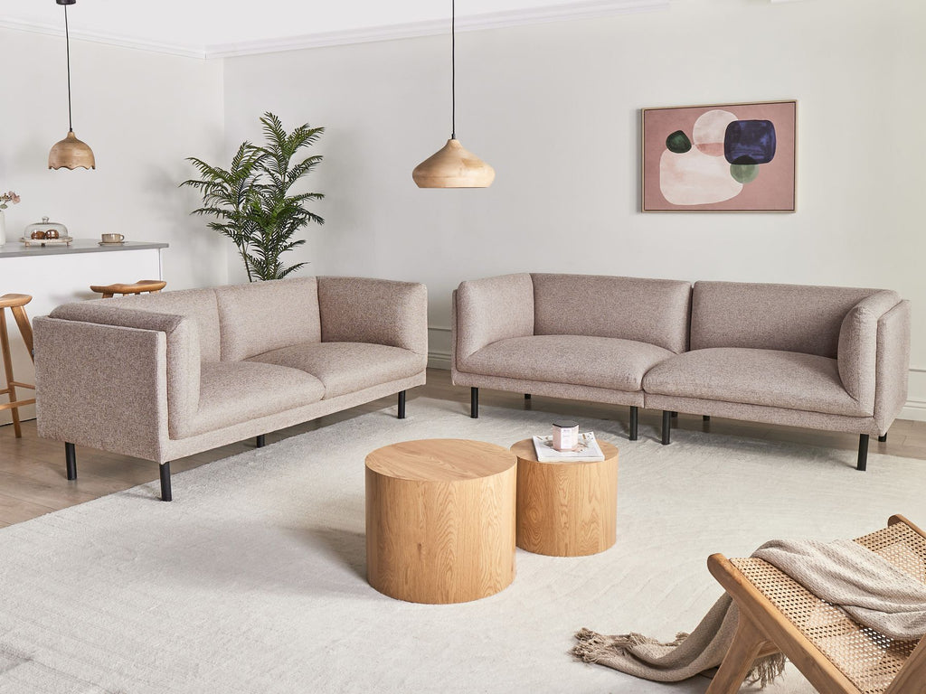 Sofa VORGOD Fabric Light Brown 3 Seater