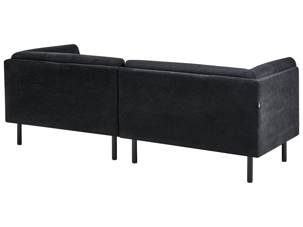 Sofa VORGOD Fabric Black 3 Seater