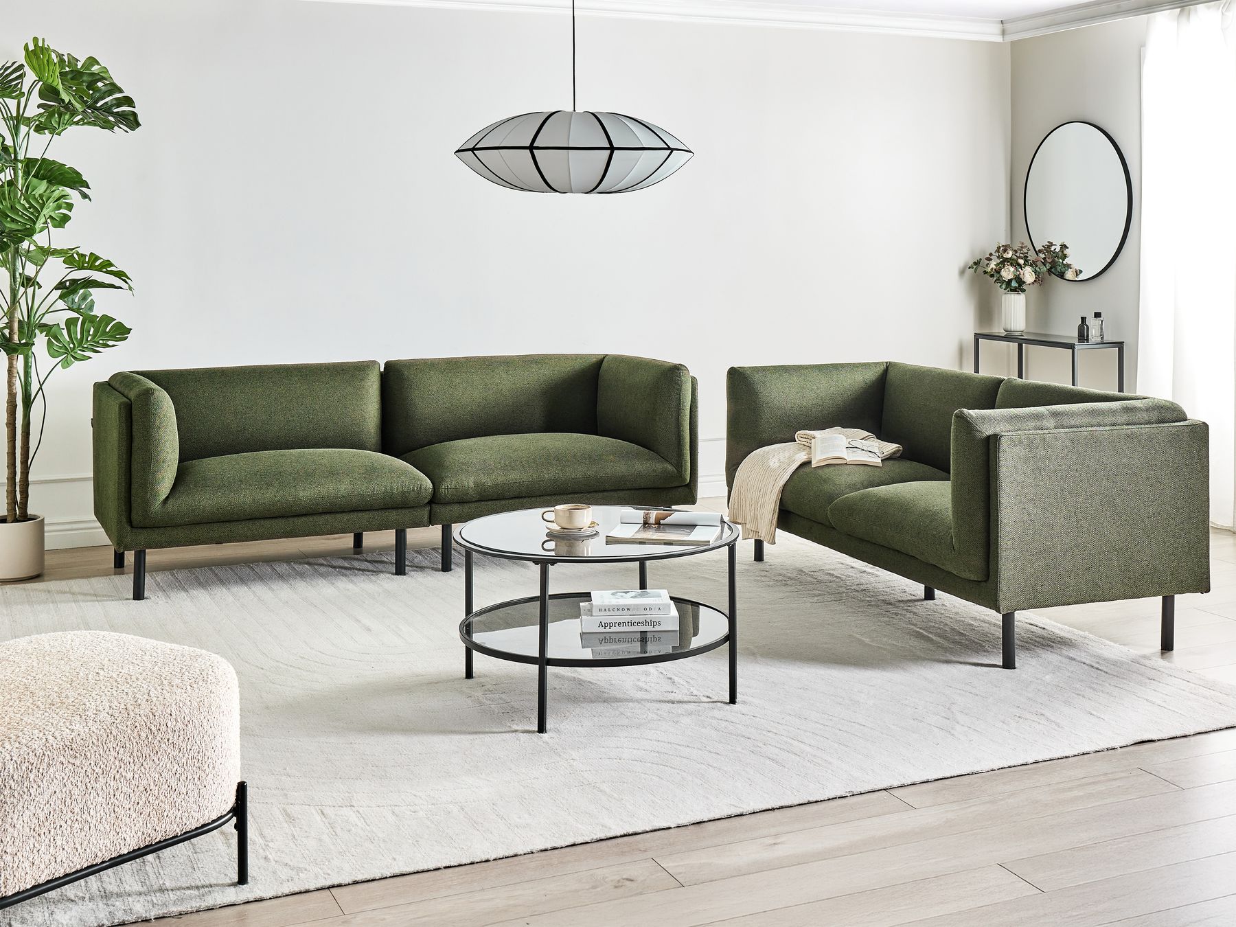 Sofa VORGOD Fabric Dark Green 3 Seater