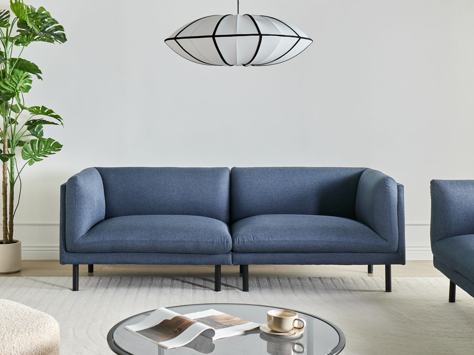 Sofa VORGOD Fabric Dark Blue 3 Seater