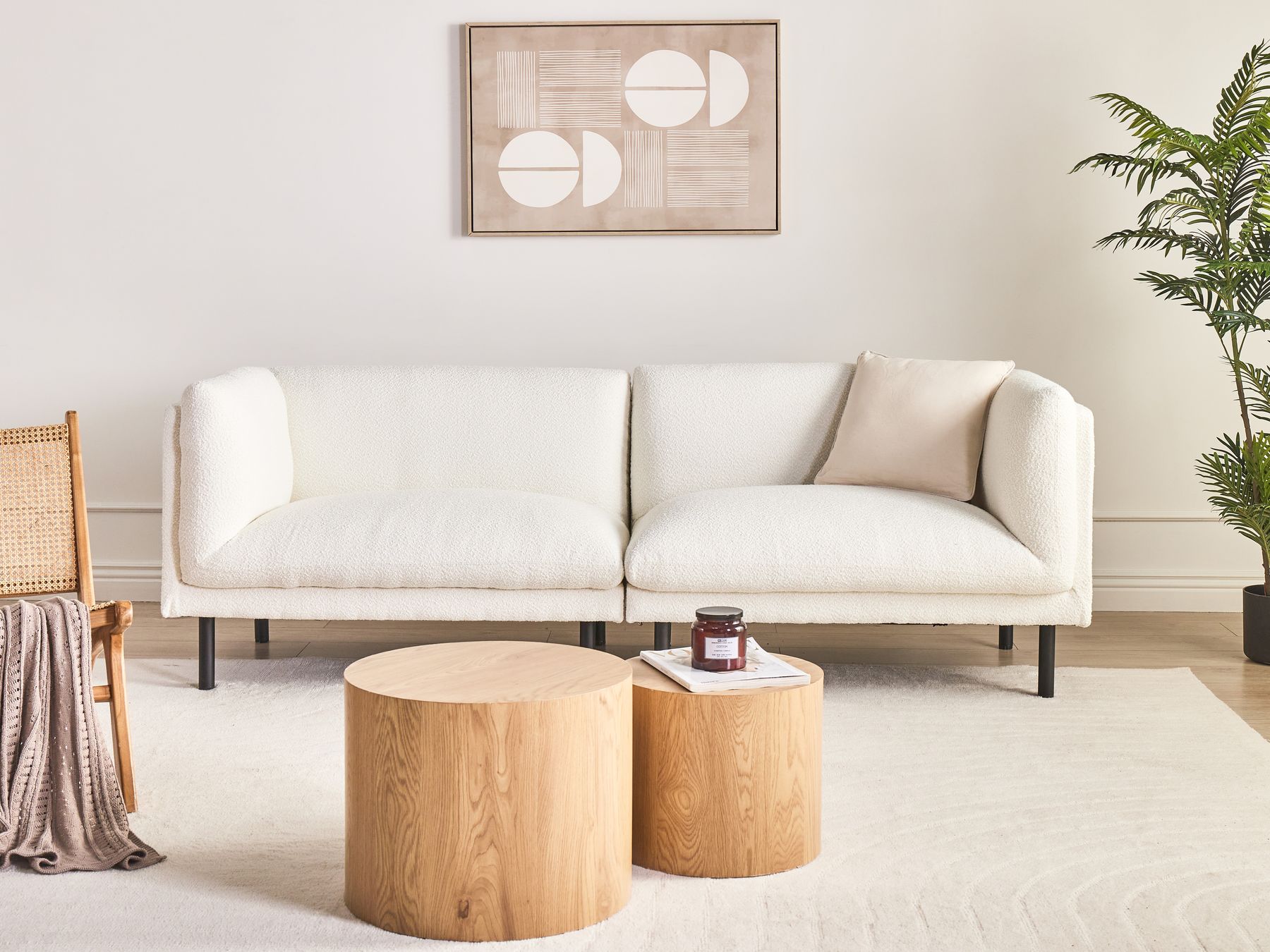 Sofa VORGOD Boucle Off-White 3 Seater