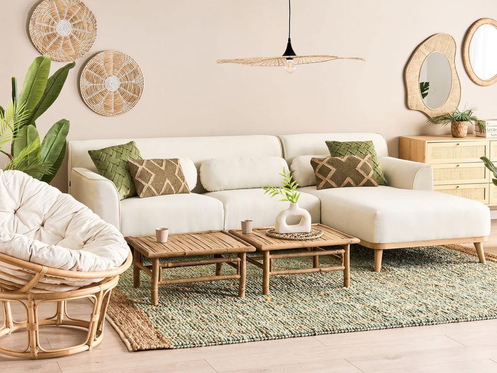 Corner Sofa SIMOS Fabric Off-White 3 Seater Left Hand