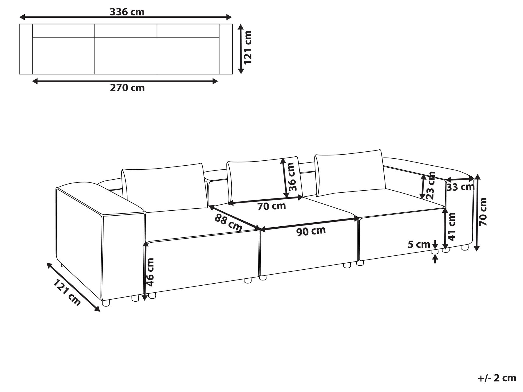 Modular Sofa BRANDE Faux Leather Black 3 Seater
