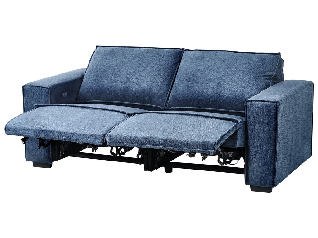 Electric Recliner Sofa NUKARI Fabric Blue 3 Seater