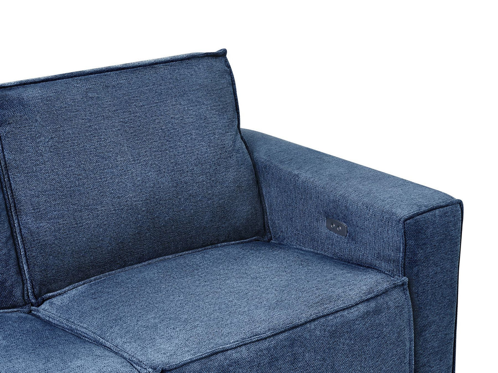 Electric Recliner Sofa NUKARI Fabric Blue 3 Seater