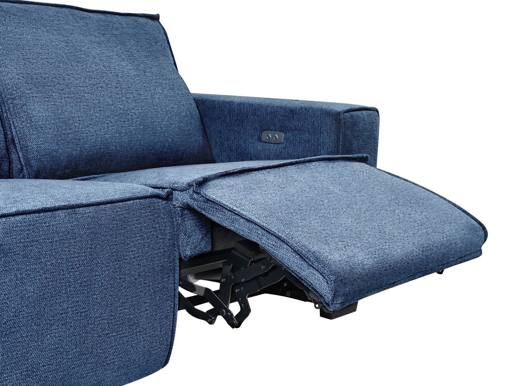 Electric Recliner Sofa NUKARI Fabric Blue 3 Seater
