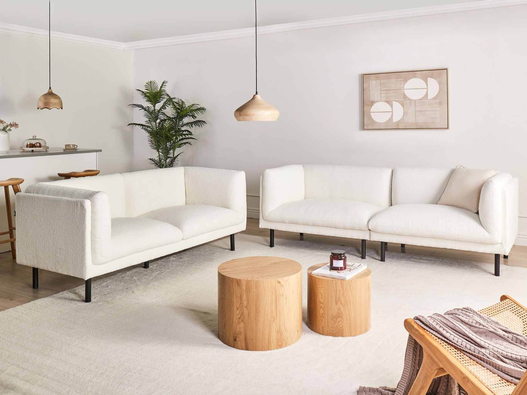 Sofa VORGOD Boucle Off-White 3 Seater