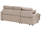 Corner Sofa Bed NASSJO Faux Linen Light Brown 3 Seater Right Hand