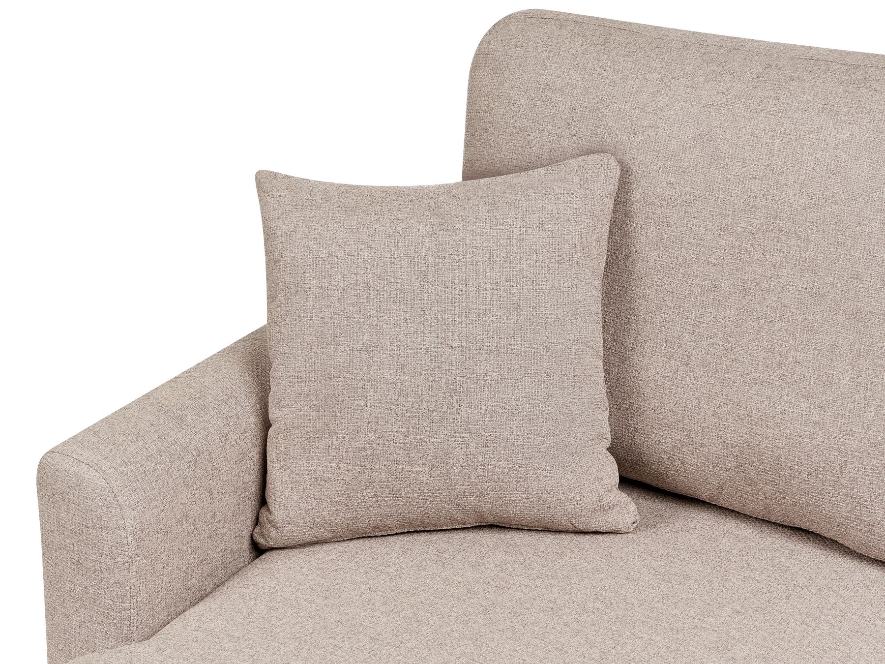 Corner Sofa Bed NASSJO Faux Linen Light Brown 3 Seater Right Hand