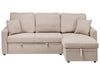 Corner Sofa Bed Faux Linen Light Brown with Storage 3 Seater Left Hand
