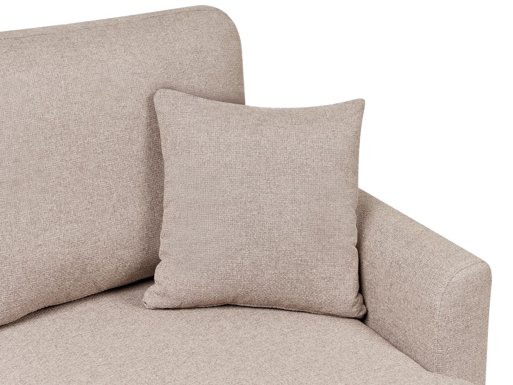 Corner Sofa Bed NASSJO Faux Linen Light Brown with Storage 3 Seater Left Hand