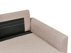 Corner Sofa Bed NASSJO Faux Linen Light Brown with Storage 3 Seater Left Hand