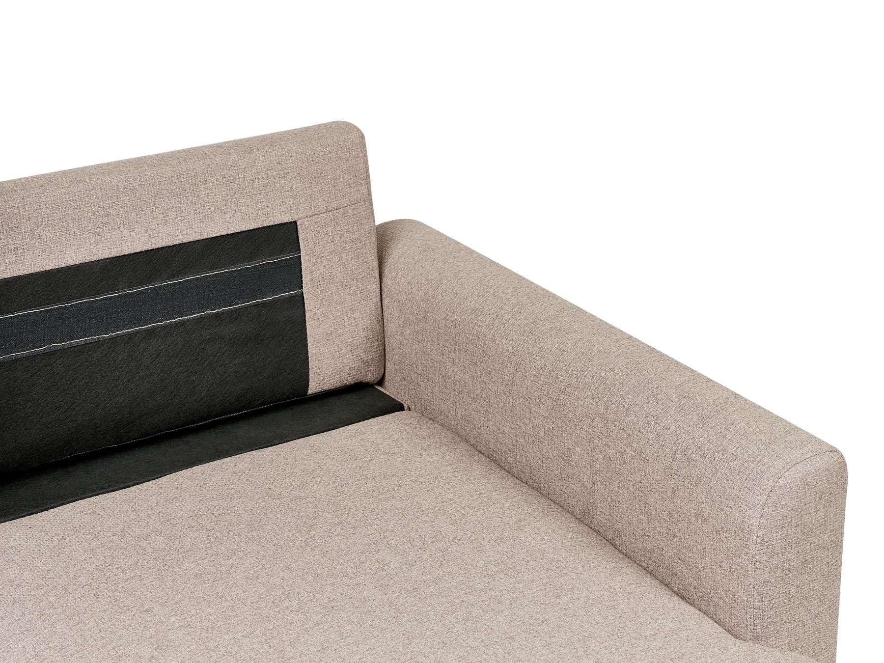 Corner Sofa Bed NASSJO Faux Linen Light Brown with Storage 3 Seater Left Hand