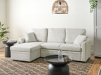 Corner Sofa Bed NASSJO Faux Linen Light Beige 3 Seater Right Hand