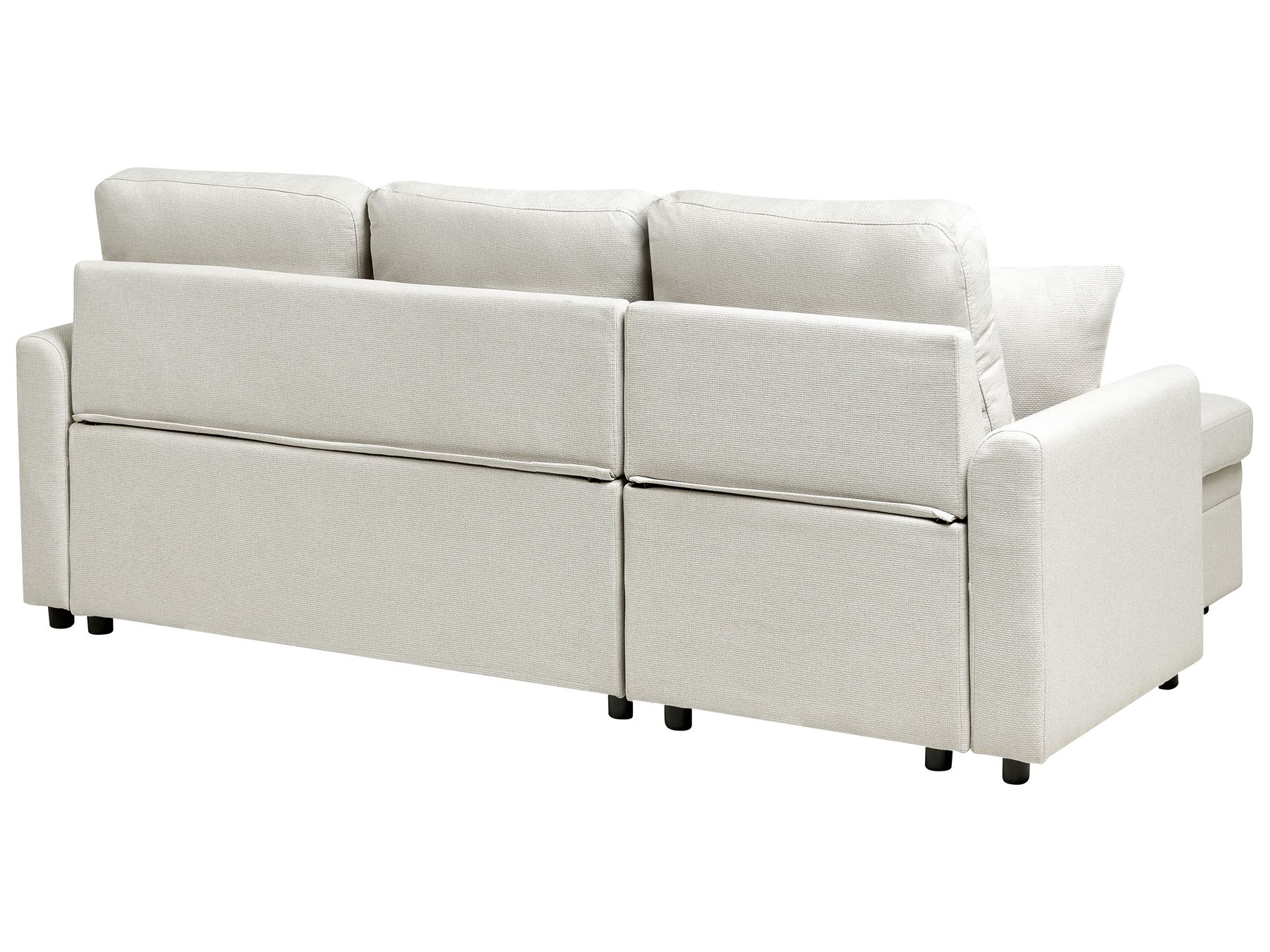 Corner Sofa Bed NASSJO Faux Linen Light Beige 3 Seater Right Hand