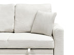 Corner Sofa Bed NASSJO Faux Linen Light Beige 3 Seater Right Hand