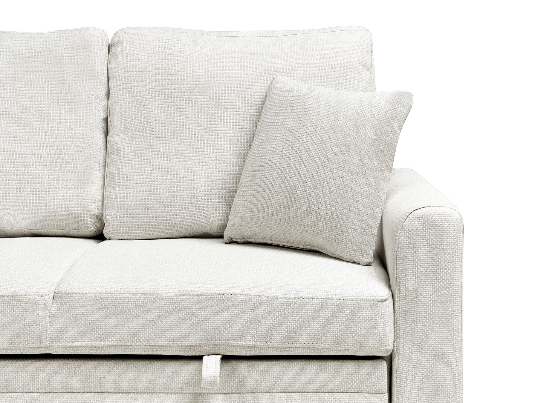 Corner Sofa Bed NASSJO Faux Linen Light Beige 3 Seater Right Hand