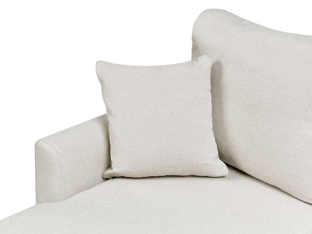 Corner Sofa Bed NASSJO Faux Linen Light Beige 3 Seater Right Hand