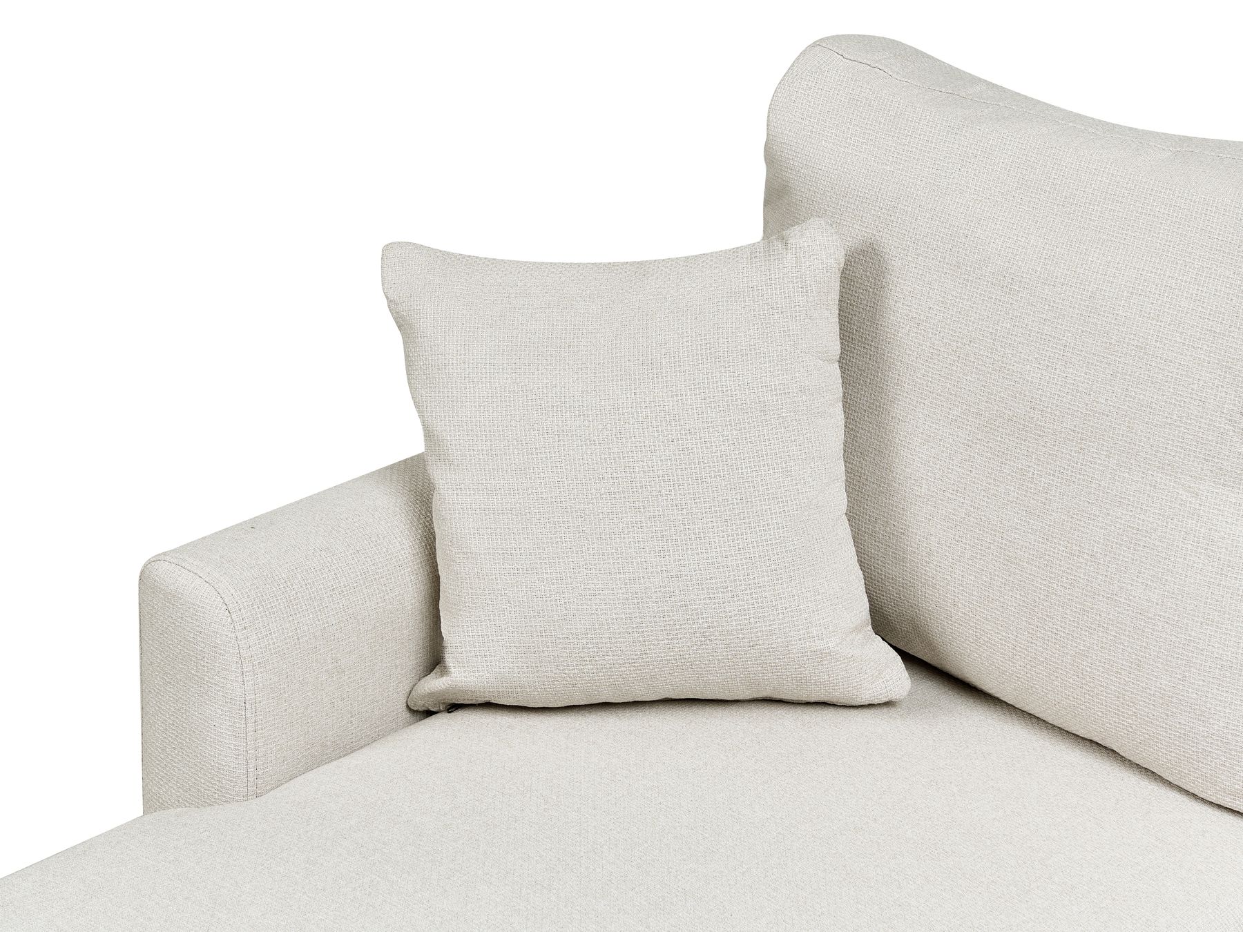 Corner Sofa Bed NASSJO Faux Linen Light Beige 3 Seater Right Hand