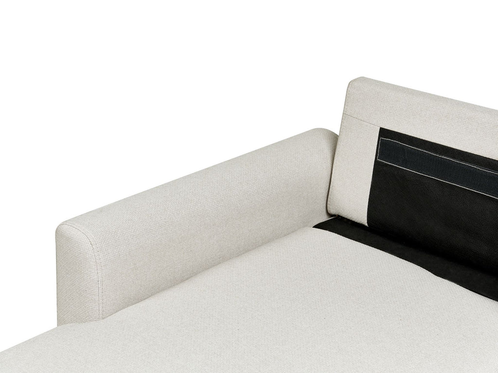 Corner Sofa Bed NASSJO Faux Linen Light Beige 3 Seater Right Hand