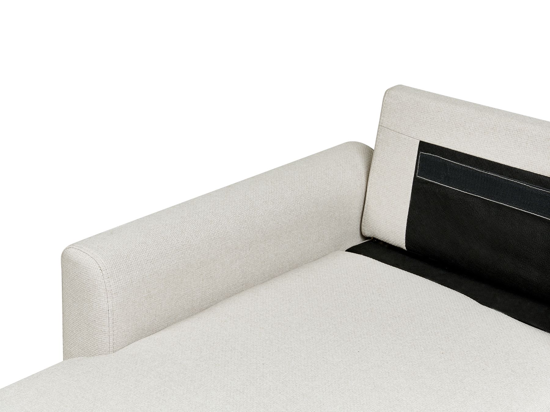 Corner Sofa Bed NASSJO Faux Linen Light Beige 3 Seater Right Hand