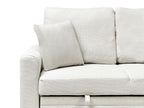 Corner Sofa Bed NASSJO Faux Linen Light Beige 3 Seater Left Hand