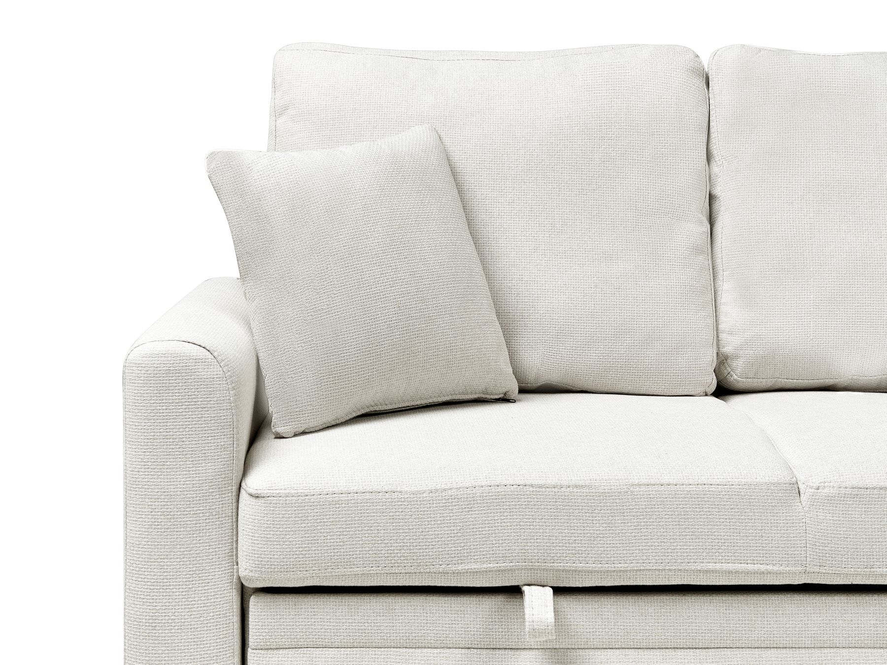 Corner Sofa Bed NASSJO Faux Linen Light Beige 3 Seater Left Hand