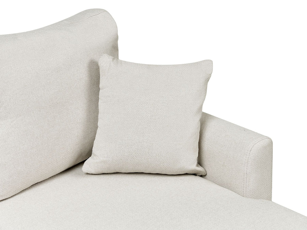 Corner Sofa Bed NASSJO Faux Linen Light Beige 3 Seater Left Hand