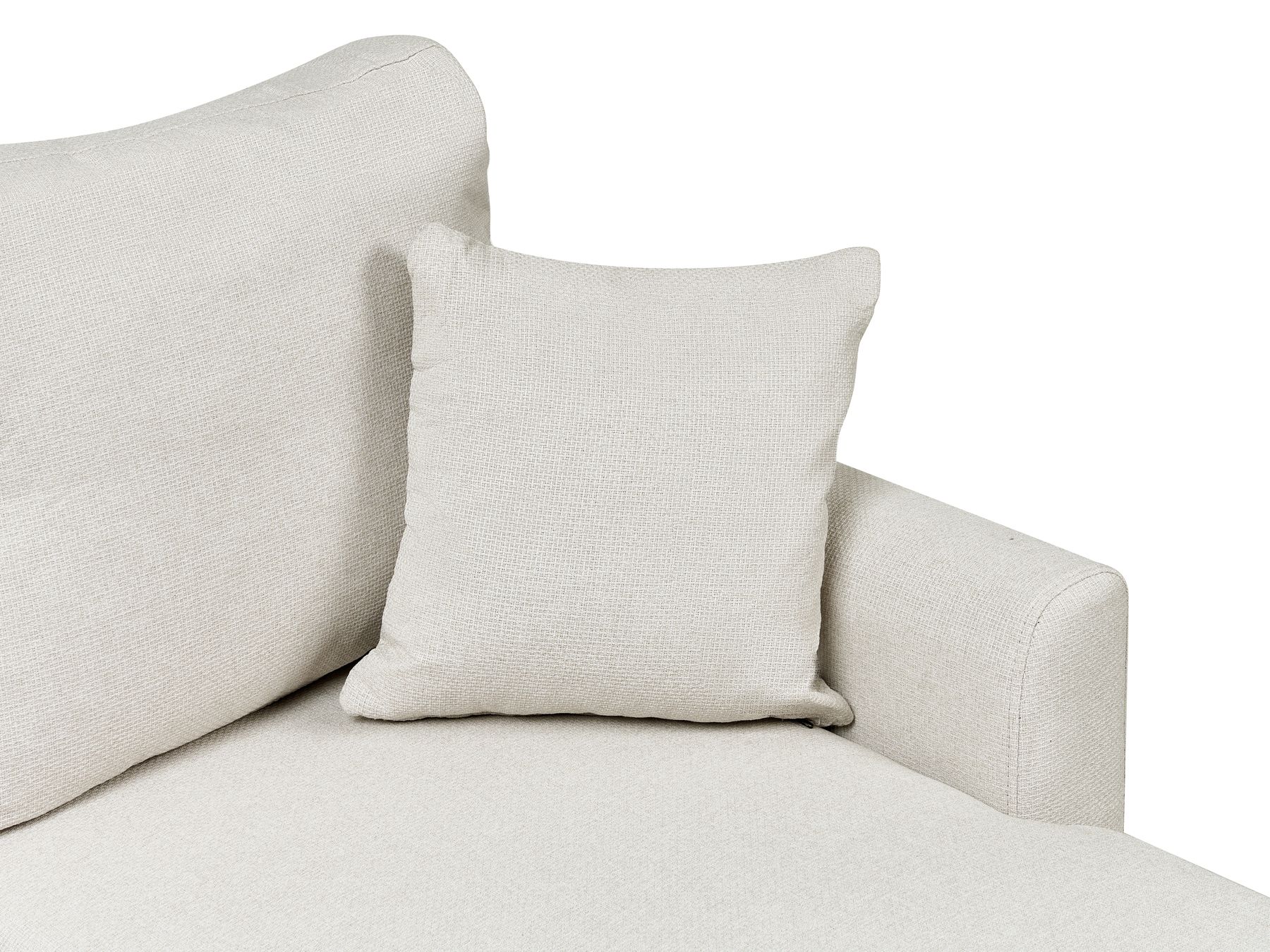 Corner Sofa Bed NASSJO Faux Linen Light Beige 3 Seater Left Hand
