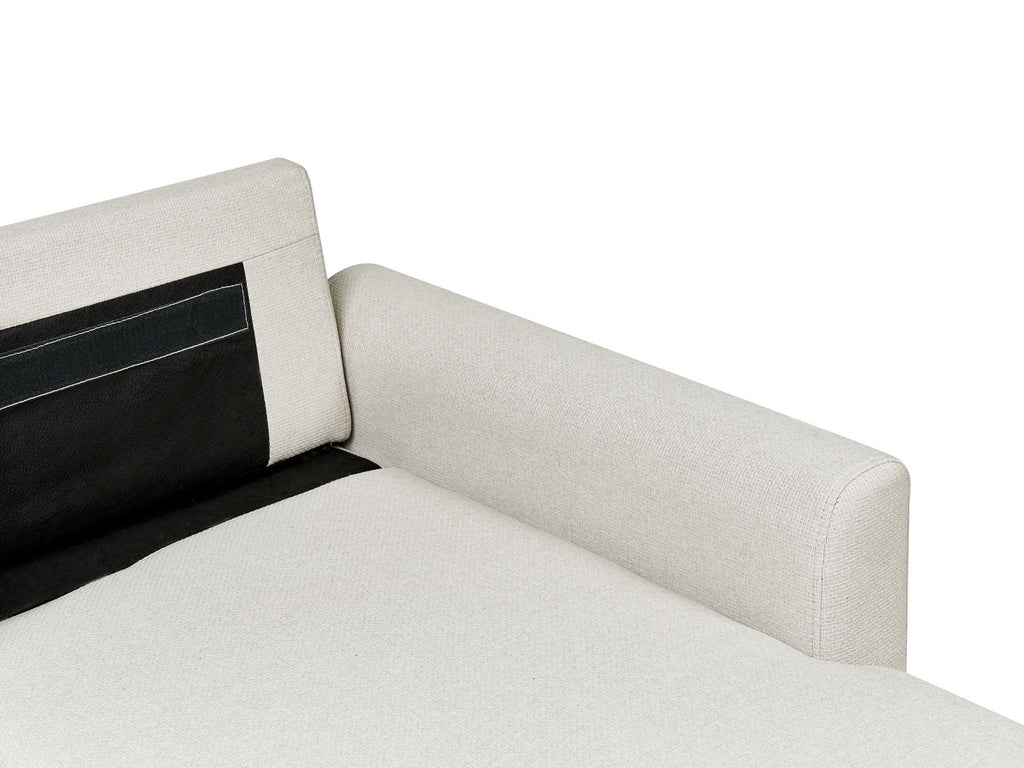 Corner Sofa Bed NASSJO Faux Linen Light Beige 3 Seater Left Hand