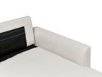 Corner Sofa Bed NASSJO Faux Linen Light Beige 3 Seater Left Hand
