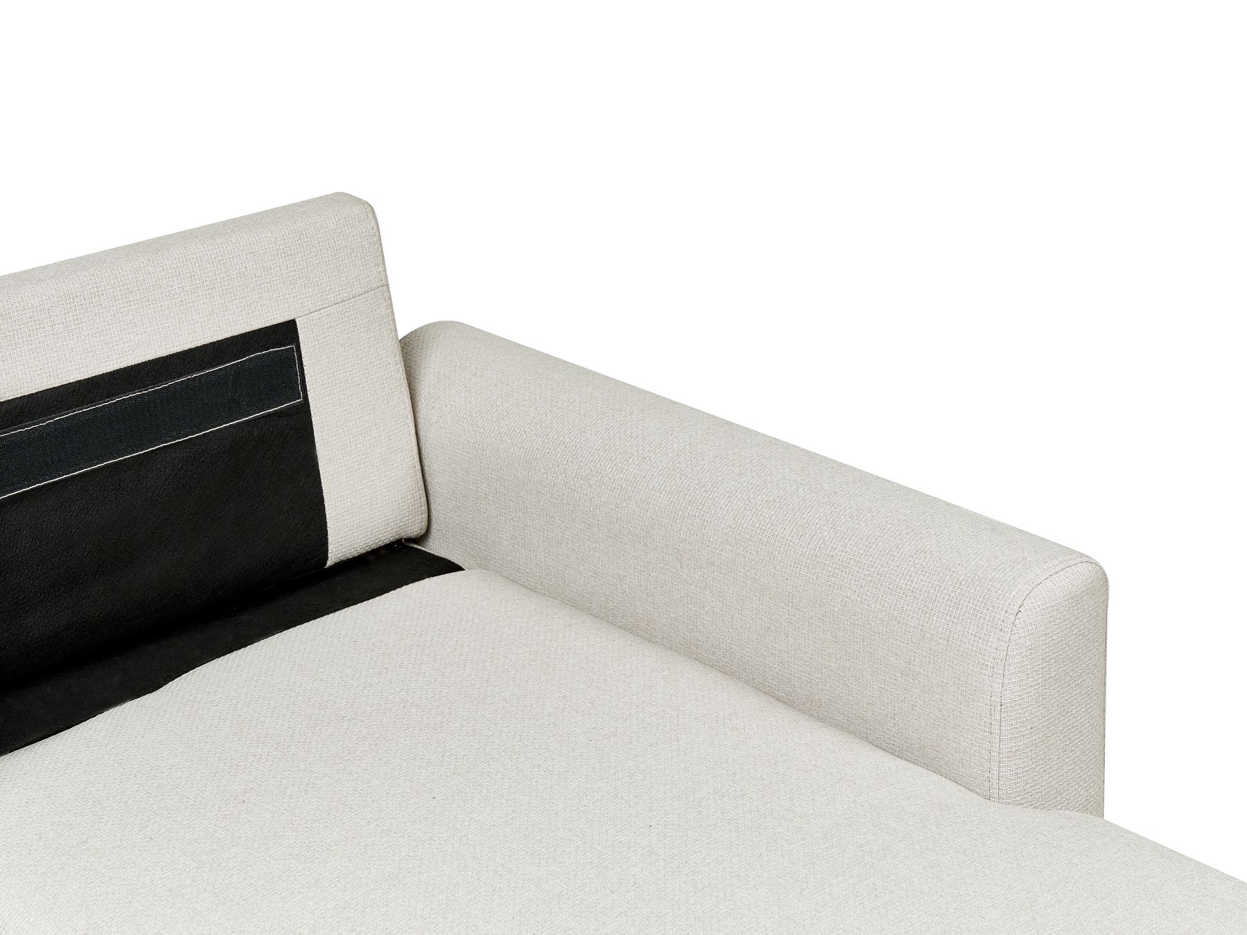 Corner Sofa Bed NASSJO Faux Linen Light Beige 3 Seater Left Hand