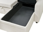 Corner Sofa Bed NASSJO Faux Linen Light Beige 3 Seater Left Hand