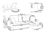 Corner Sofa Bed NASSJO Faux Linen Light Beige 3 Seater Left Hand