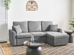 Corner Sofa Bed NASSJO Faux Linen Grey 3 Seater Left Hand