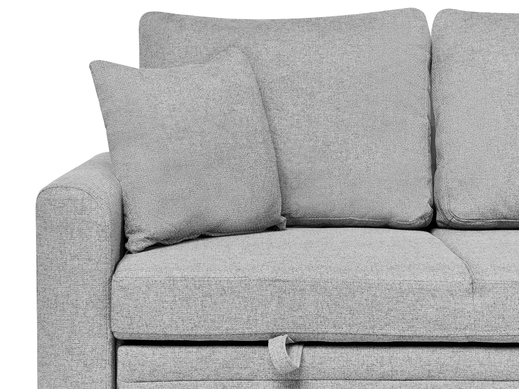 Corner Sofa Bed NASSJO Faux Linen Grey 3 Seater Left Hand
