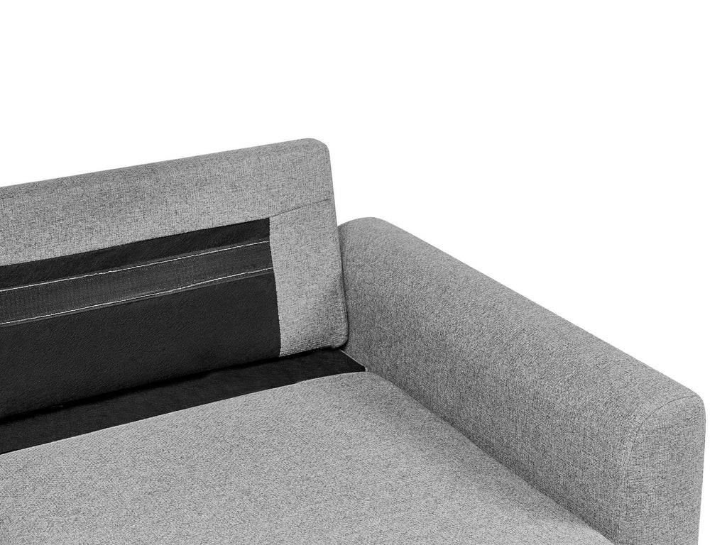 Corner Sofa Bed NASSJO Faux Linen Grey 3 Seater Left Hand