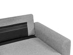 Corner Sofa Bed NASSJO Faux Linen Grey 3 Seater Left Hand