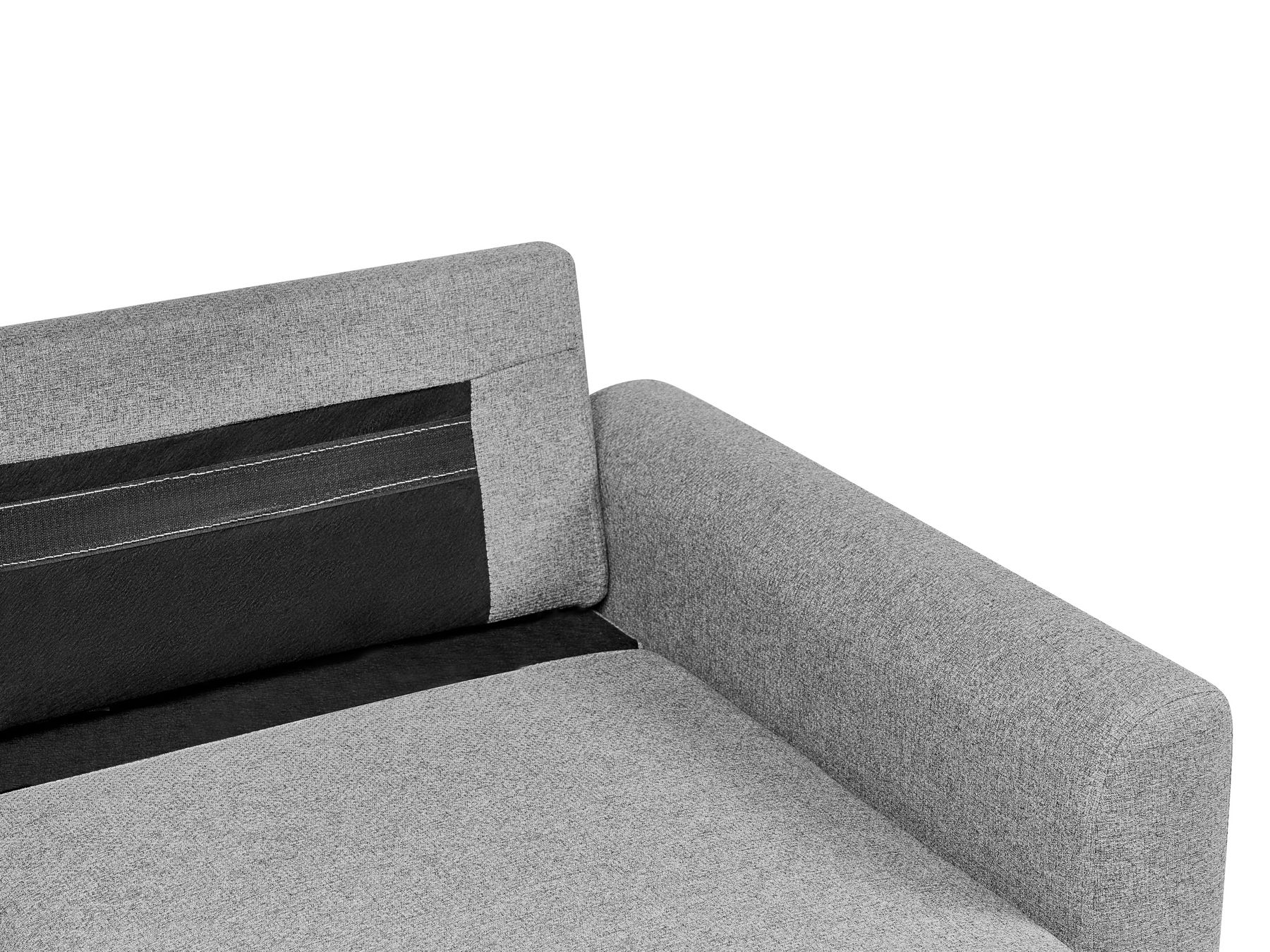 Corner Sofa Bed NASSJO Faux Linen Grey 3 Seater Left Hand