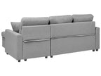 Corner Sofa Bed NASSJO Faux Linen Grey 3 Seater Left Hand