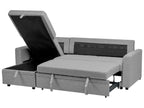 Corner Sofa Bed NASSJO Faux Linen Grey 3 Seater Right Hand