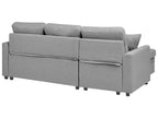 Corner Sofa Bed NASSJO Faux Linen Grey 3 Seater Right Hand