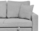 Corner Sofa Bed NASSJO Faux Linen Grey 3 Seater Right Hand