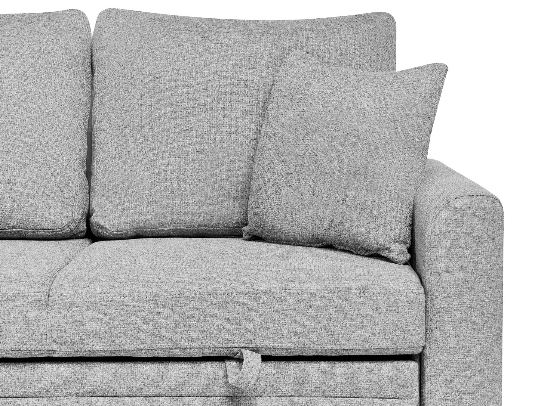 Corner Sofa Bed NASSJO Faux Linen Grey 3 Seater Right Hand